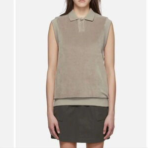 ESSENTIALS Taupe Cotton Polo sleeves shirt size small